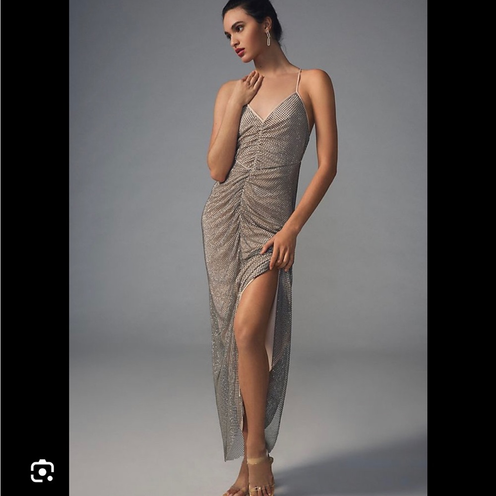 Vineet bahl v neck diamond mesh sheat gown